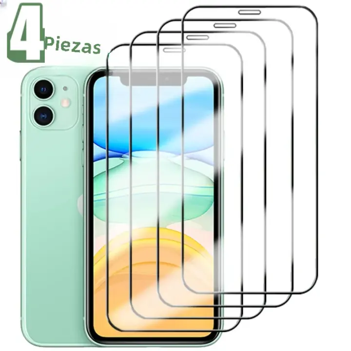 Protector De Pantalla De Vidrio Templado Total Para iPhone 11 12 13 14 15 pro Max X XR Xs Max Pack De 3-4 Piezas Anti-Choque Anti-Huellas HD - 1