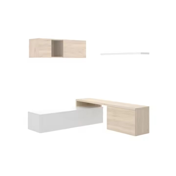 Dekit Mueble de Salón Compacto Elle con Módulo Bajo de Tv y Vitrina - 1