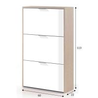 Meimon Zapatero 3 puertas abatibles con capacidad para 18 pares de zapatos, estructura en tablero de partículas melaminizado TIPO E1, cantos melamínicos, puertas de ABS de alta resistencia y tiradores de aluminio, incluye fijación a la pared. - details 0