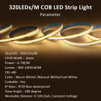 Tiras LED COB FLEXIBLES 12V 2M 3M 5M Alta Densidad Diodo Tape Luz 3000K 6000K Dimmable Lineal Decoración De Hogar - details 1