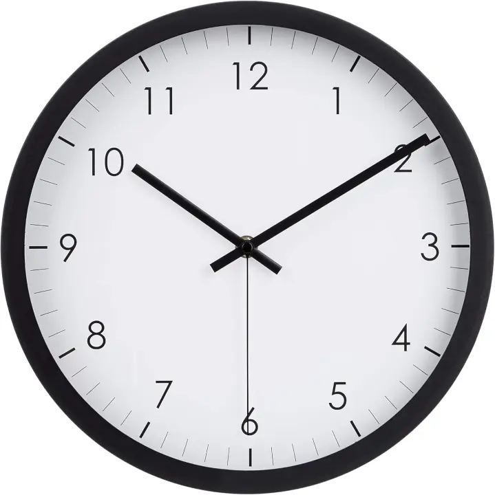 Reloj de pared tradicional, negro, 12" - 1