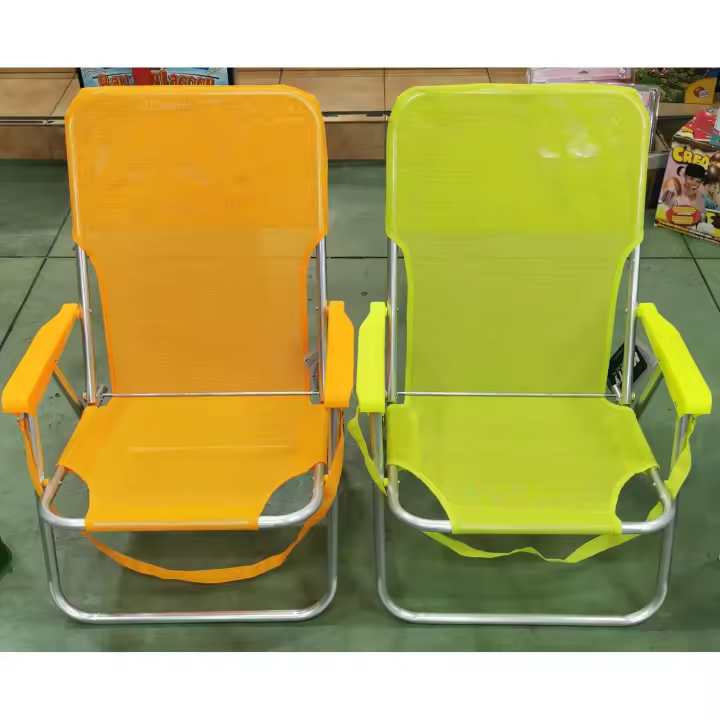 SILLA DE PLAYA DE ALUMINIO-NARANJA Y AMARILLO - 1