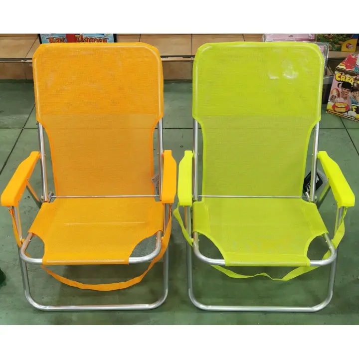 SILLA DE PLAYA DE ALUMINIO-NARANJA Y AMARILLO - 1