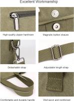 Bolso de mano de Lona para Mujer, Bolso Pequeño con Cremallera, Bolso Hobo para ir de Viajes, Trabajo (Green Militar) - details 1