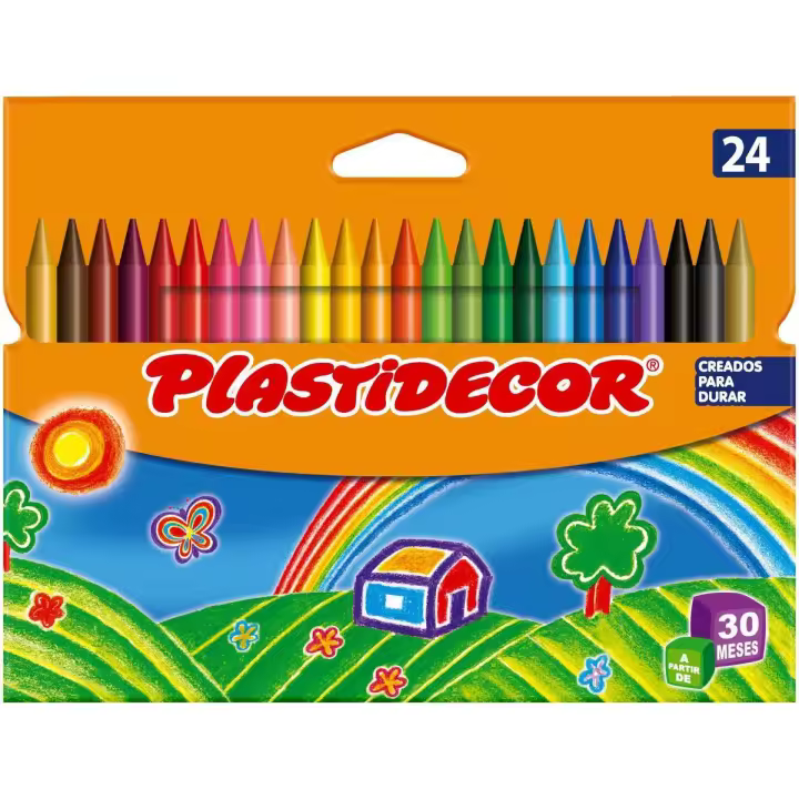 BIC Kids Lápices de ceras Plastidecor - Colores Surtidos, Paquete de 24 Unidades - 1