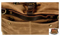 Bolsa De Hombro Para Hombre En Cuero Vacuno Y Lona Impermeable Y Resistente Al Desgaste Bolsa De Negocios Y Tiempo Libre Portátil Con Estuche Único - details 7