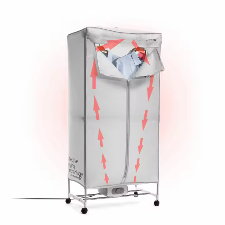 InnovaGoods® Secadora de ropa portátil, Capacidad 15Kg, Temporizador 30-180 min, Temperatura máx. 70ºC, esteriliza y elimina olores, tendedero Secadora 4 ruedas para facilitar su movilidad. Gris - 1