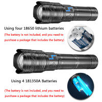 Linterna Táctica Super Brillante 20000LM 100W GT60 Longitud De Rayo Potente Torcha LED Recargable USB Usando 4 Baterías 181350A - details 4