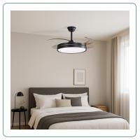 Ventilador de Techo 42" LED 48W Negro – Motor DC Silencioso, Aspas Transparentes retráctiles, 6 Velocidades, Reversible, Mando a Distancia - details 1