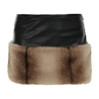 Mini Falda Bodycon De Cuero Sintético Con Parches De Peluche Para Mujer Estilo Callejero Sexy Corta Rave Clubwear Y2K inviernoFalda De Cintura Alta Para Jóvenes - details 1