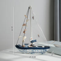 Barco De Concha Azul Y Blanca Decoración Mediterránea Hecho a Mano Regalo De Artesanía Vintage Estilo Náutico Suave Navegación - details 2
