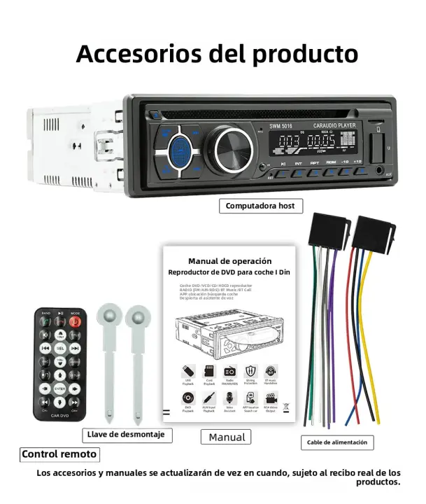 BQCC 1 Din Reproductor De DVD/CD/VCD Universal Para Coche Con Entrada AI Voz BT USB TF AUX RDS Radio Protección De Enchufe EQ Estéreo De Coche - 1