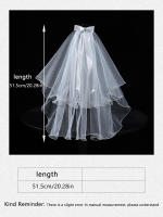 Velo De Novia En Estilo Vaticano Para Damas Con Dos Capas Y Cinturón De Satén Largo Hasta La Muñeca Blanco Con Headdress - details 1