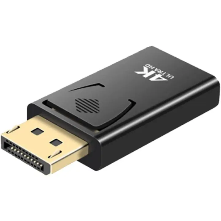 FGNS Adaptador de Displayport DP a HDMI, DP Convertidor Macho a Hdmi Hembra, con Chapado en Oro, Resolución 4k Ultra Full HD de 1080p, para PC, TV, Monitor y Proyector-Negro - 1