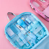 Bolsa para el cuidado del bebé, aspirador nasal determinado, cortauñas, termómetro, sistema de limpieza diaria de 13 piezas<br/>paquete de ayuda, azul - details 0