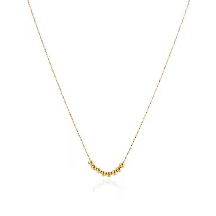 Collar Minimalista De Acero Inoxidable Dorado Para Mujer Cadenas Delgadas Con Cuentas De Metal Joyería De Collar Clásica - 1