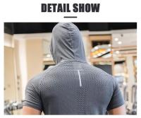 Sudadera De Carrera Para hombreQuick Drying Muscle Shirt Con Capucha Corta Para Gimnasio Y Entrenamiento Deportivo - details 16