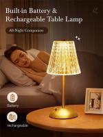 Lámpara De Mesa De Cristal Con Iluminación Tricromática Para Sala De Estar Y Dormitorio Luz Nocturna Sin Cable Protección Para Los Ojos Ajuste De Brillo Con Toque - details 13