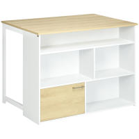HOMCOM Mesa de Bar Extensible con Ala Plegable Mesa de Bistró con Compartimientos de Almacenamiento y 1 Puerta para Cocina Comedor 116x79,5x91 cm Blanco - details 0