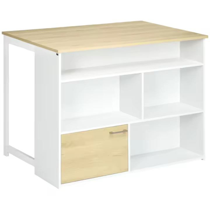 HOMCOM Mesa de Bar Extensible con Ala Plegable Mesa de Bistró con Compartimientos de Almacenamiento y 1 Puerta para Cocina Comedor 116x79,5x91 cm Blanco - 1