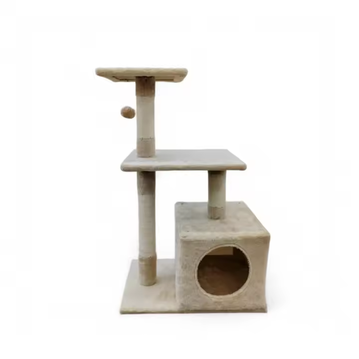 COTTECOTA-Arbol para gato con casa azul 30 x 46 x 83 cm  y gris 31x50x88.5 cm  Árbol rascador árbol para Escalar árbol rascador para Gatos Modelo 3 Medida Torre para Gatos con Cama Superior con Poste de Sisal.Ref.51092 - 1