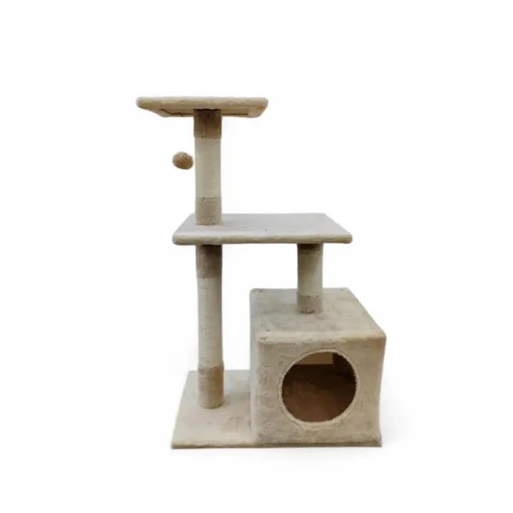 COTTECOTA-Arbol para gato con casa azul 30 x 46 x 83 cm  y gris 31x50x88.5 cm  Árbol rascador árbol para Escalar árbol rascador para Gatos Modelo 3 Medida Torre para Gatos con Cama Superior con Poste de Sisal.Ref.51092 - 1
