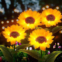 1Pc Luces Solares De Girasol Para Decoración Exterior Con 3 LED Luz Amarilla De Flor Decorativa Impermeable Para Decoración De Jardín - details 4