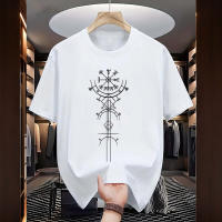 Camiseta De Algodón Para Hombre Con Símbolo Vikingo Antiguo Estilo Urbano Casual Manga Corta Cuello Redondo Moda Para La Venta Caliente 2025 - details 3
