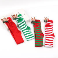 Novena Medias Navideñas Decorativas De Muñeca Calcetines De Pierna Sobre La Rodilla Estampado De Ciervo Y Rayas Para Mujer - details 7