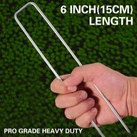 Juego De 50 Palos De Jardín De Acero Inoxidable Con Tapetes Y Gancho De Precisión Para Sombra De Grama Barro De Maleza Y Turf Artificial - details 2