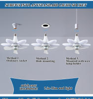 Ventilador con luz LED, ventilador de techo de loto, luz E27, ventilador con tornillo, iluminación de garaje, lámpara integrada de 30W - details 5