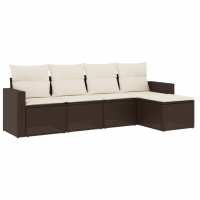 vidaXL Set comedor de jardín 5 piezas y cojines ratán sintético Negro, Negro y crema, Marrón y crema Conjunto Terraza Muebles Jardín Exterior Juego de Muebles de jardín Mueble Jardín Exterior Muebles de Salon Exterior - details 0