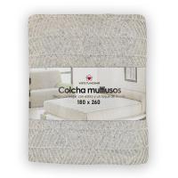 Colcha multiuso 85% algodón reciclado 15% poliéster diseño hojas gris. - details 3