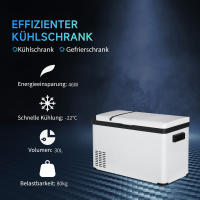 Outsunny Cooler Car 30L con pantalla LCD, refrigerador portátil para Coche con compresor, adaptador para Barcos Eléctricos, caravanas y Viajes, 12/24 V CC y 110-240 V CA, color Blanco. - details 0