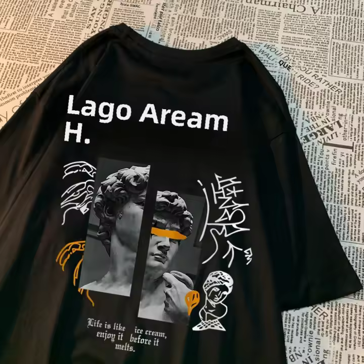 Camiseta De Algodón Para Hombre Dream Maker Brave Patrón De Escultura Vintage Cómoda Casual Para Pareja Camiseta Suelta Cuello Redondo - 1