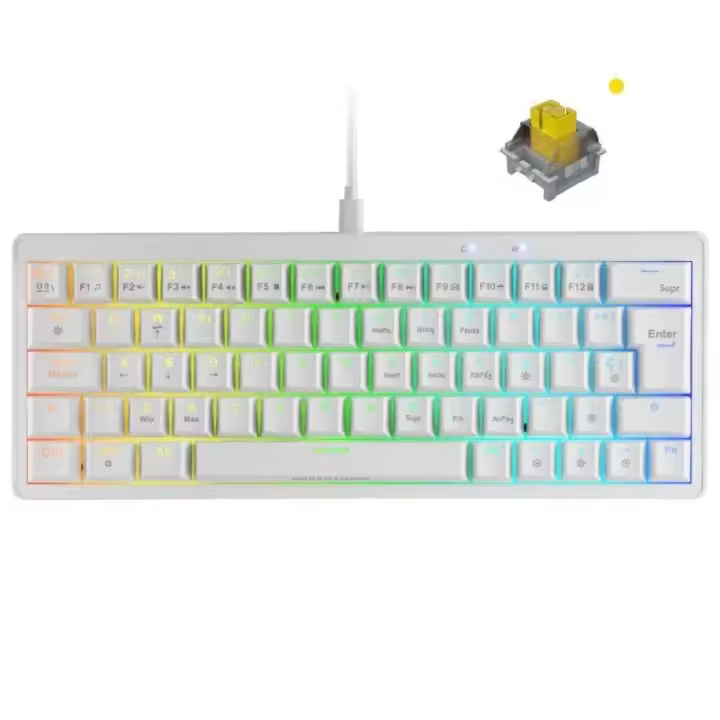 Teclado gaming mecánico mars gaming mkminipro/ switch amarillo/ blanco - 1