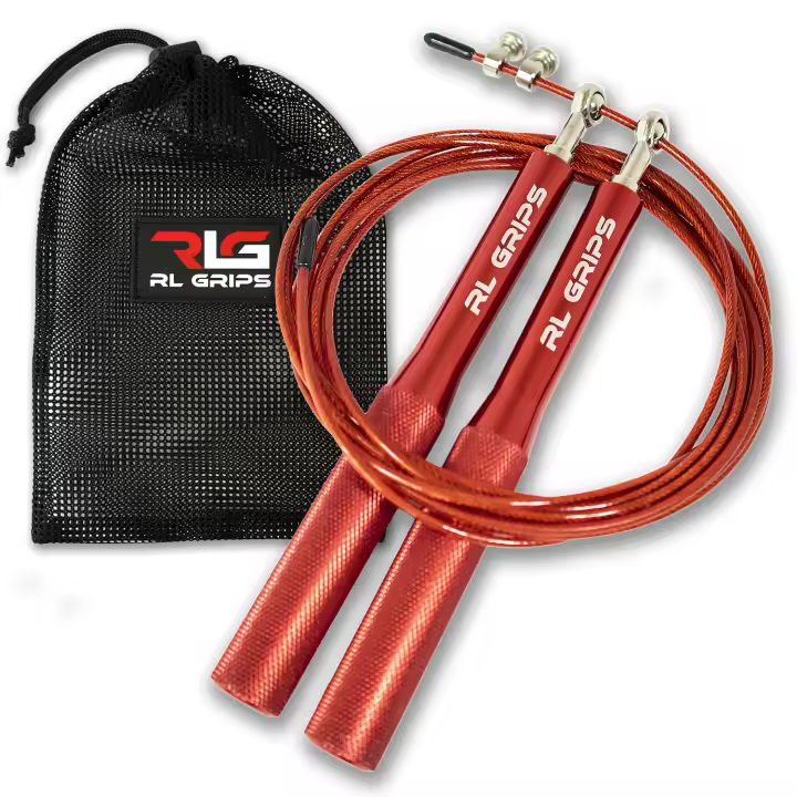 RL Grips® Comba Crossfit de Aluminio con Mango Antideslizante - Comba de Velocidad con Cable de 2 mm - Cuerda de Saltar para Cardio Jump Rope Gym - 1