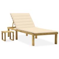 vidaXL Tumbona de jardín con mesa y cojín de madera de pino impregnada en color Verde/Estampado cuadros rojos/Verde brillante y más | acolchados duraderos para sofás de jardín terraza exterior - details 8