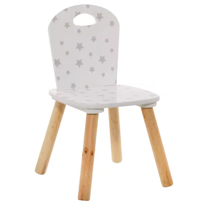 Silla Infantil Douceur Serigrafiada con Estrellas Mueble Infantil Melamina y Madera Color Blanco - 1