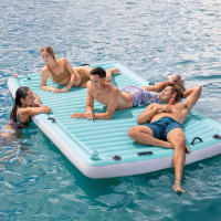 Manta flotante hinchable INTEX capacidad para 4 personas, peso máx. 400kg, con 8 asas de sujeción y 4 porta bebidas, Medidas 183x310x18cm, flotador para piscina - details 1