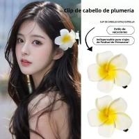 2PCS Pinzas Para El Cabello De Moda Verano Con Diseño De Pétalos Gradiente Accesorios Para El Cabello De Perla Retro Para Mujeres Y Niñas - details 0