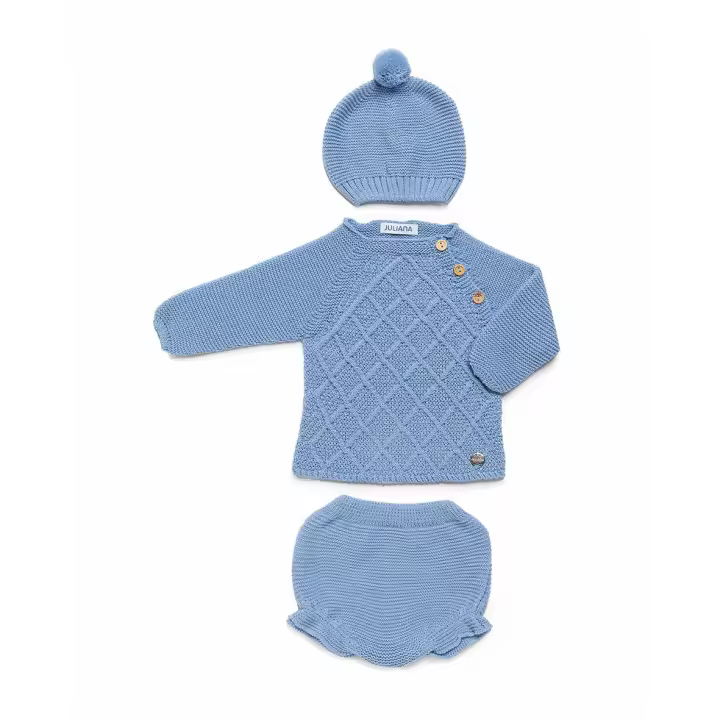 Conjunto 3P Braga Punto Aranes Juliana J24573 Juliana 0 - 3 Meses Bebe niño Conjuntos con Pololo REBAJAS/ Outlet Outlet Invierno Ropa Recién Nacido TALLAS OUTLET INVIERNO NIÑO Otoño 24 - 1