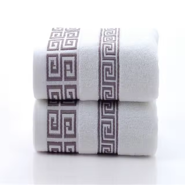 Toallas De Baño De Algodón Blanca 2pcs 34x74cm 70x140cm Bordadas Para Adultos Secado Rápido Gruesas Y Suaves Toallas De Rostro Y Baño - 1