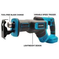Sábanas Reciprocantes Sin Cable Para Madera Y Metal Con 4 Hojas De Corte Compatible Con Batería Makita 18v (No Incluye Batería) - details 1