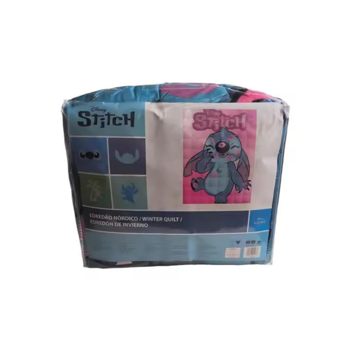 Edredón Nórdico de Invierno con Diseño de Stitch Rosa- Original Disney y Alta Calidad- Cama 80/90CM (170X260CM)-Mercatienda - 1