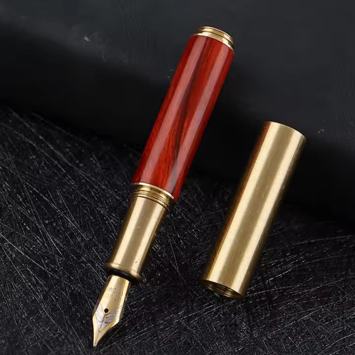 Mini Pluma De Madera De Bolsillo Pluma De Tinta Metálica Para Negocios Y Escuela Suministros De Escritura Portátil Regalo Estilo De Oficina - 1