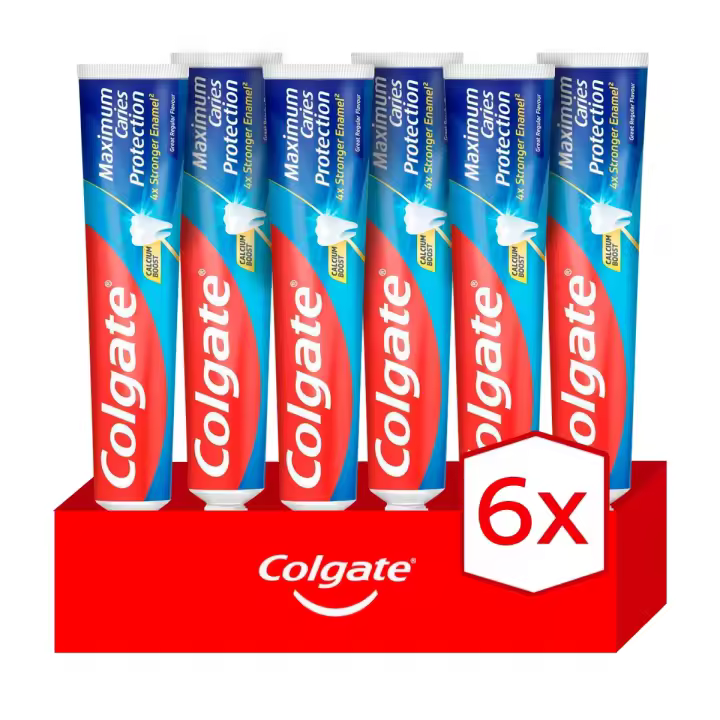 Pasta de dientes Colgate Maximum Caries Protection 75ml Pack de 6 | Protección Anticaries para Toda la Familia. Mantén tus dientes fuertes y libres de caries. - 1