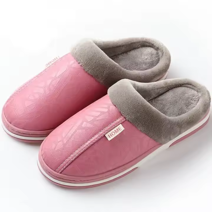 Zapatillas De Casa Para Hombre Y Mujer PU Cuero Suela EVA Talla Grande Cómodas Y Cálidas Zapatos Casuales Para Interno - 1