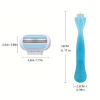 Afeitadora De Acero Inoxidable Para Mujer Con Cubierta De Seguridad Y 8 Repuestos De Hoja Cuchillo Para Cabello Y Cara - details 3