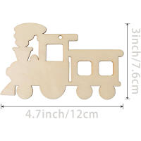 20 Pack Cortes De Tren De Madera No Terminados Para Manualidades DIY Etiquetas De Regalo Decoración De Pared Para Fiestas Y Vacaciones - details 1